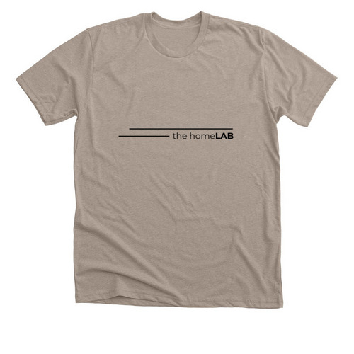 the homeLAB-&nbsp; OG merch, a Heather Stone Premium Unisex Tee