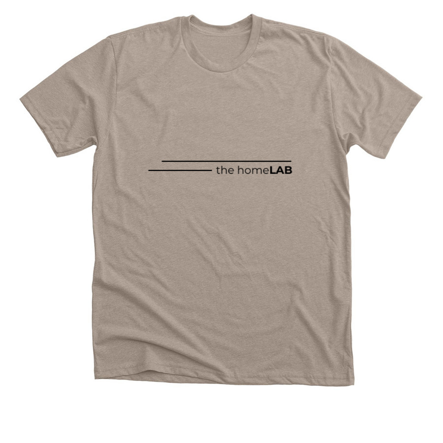 the homeLAB-&nbsp; OG merch, a Heather Stone Premium Unisex Tee