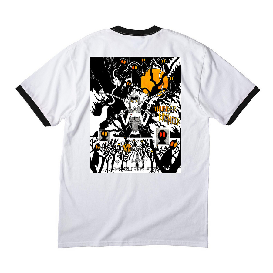 One of the Guyz {T.B.N.}, a White/ Jet Black Cotton Ringer Tee (back-view)