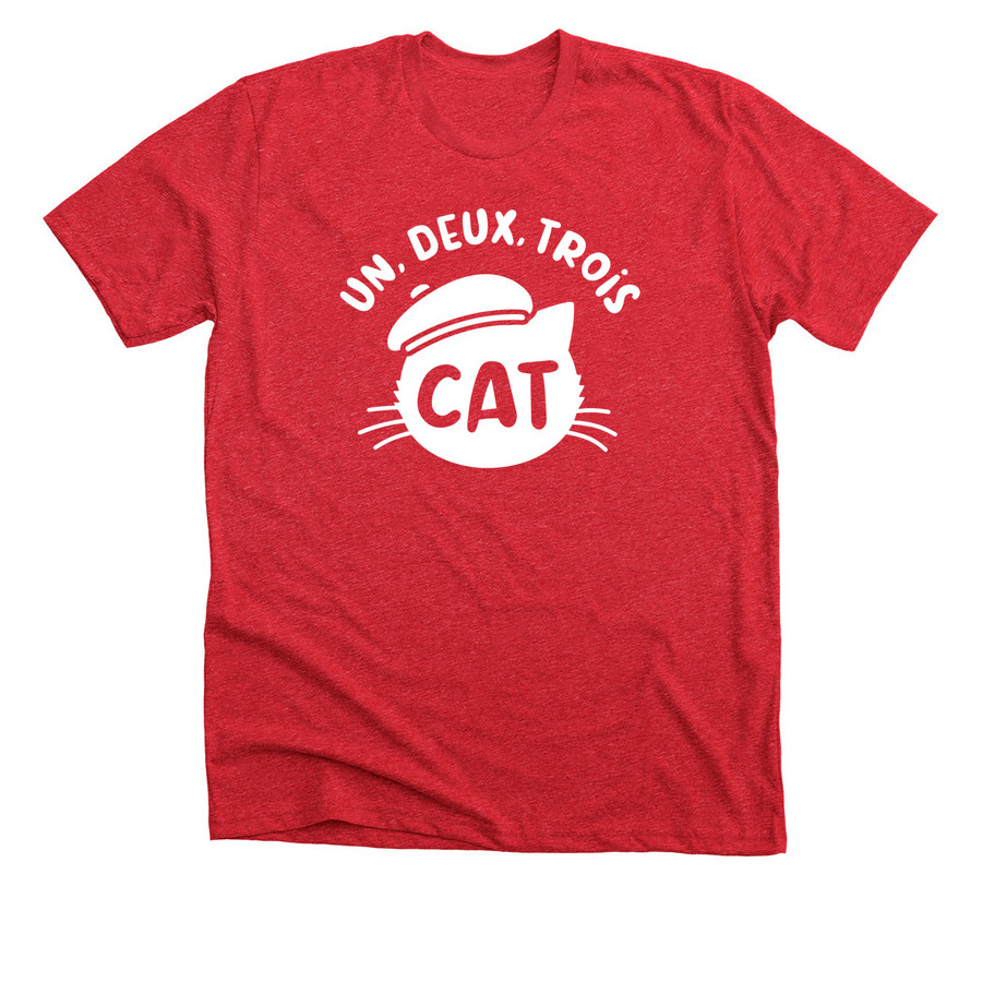 Un Deux Trois Cat, a Heather Red Premium Unisex Tee