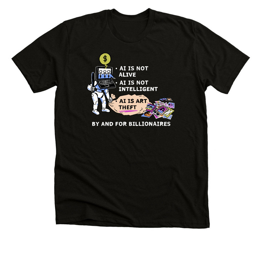 AI is Theft, a Solid Black Blend Premium Unisex Tee