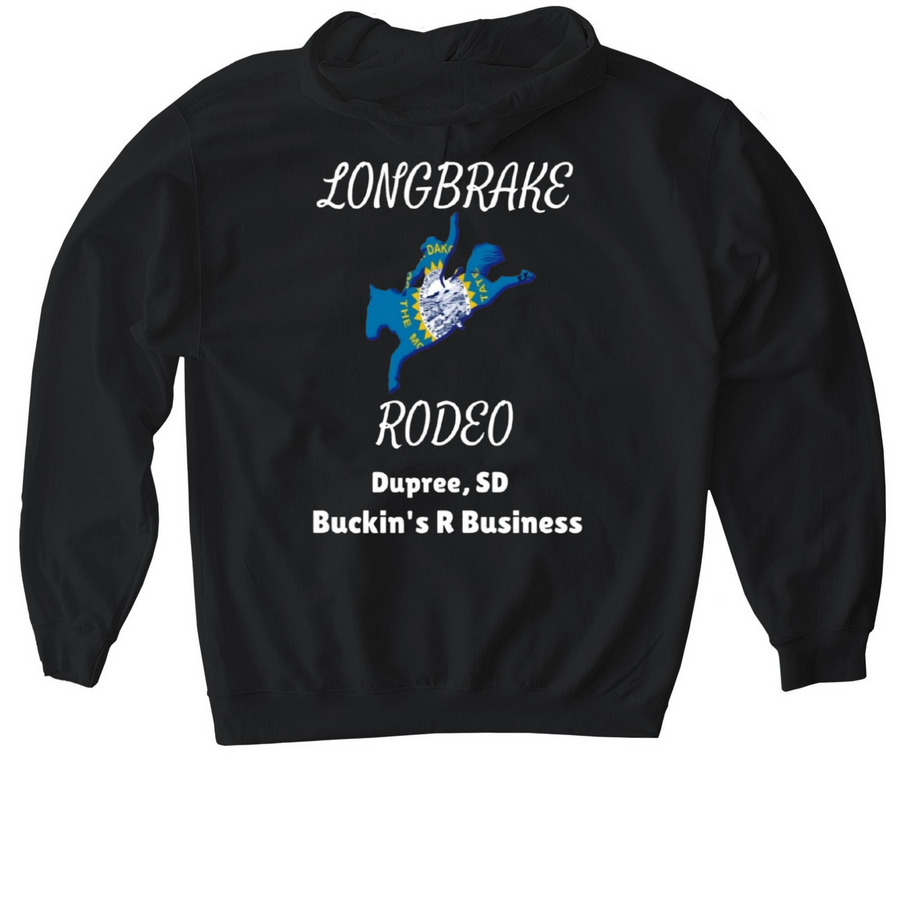 Longbrake Rodeo Merchandise&nbsp;, a Black Gildan Softstyle Pullover Hoodie (back-view)