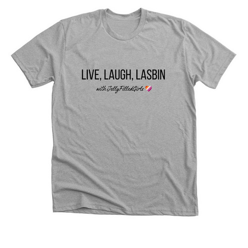 LIVE, LAUGH, LASBIN, a Athletic Heather Premium Unisex Tee