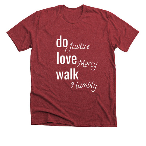 Love Your Neighbor, a Heather Canvas Red Premium Unisex Tee