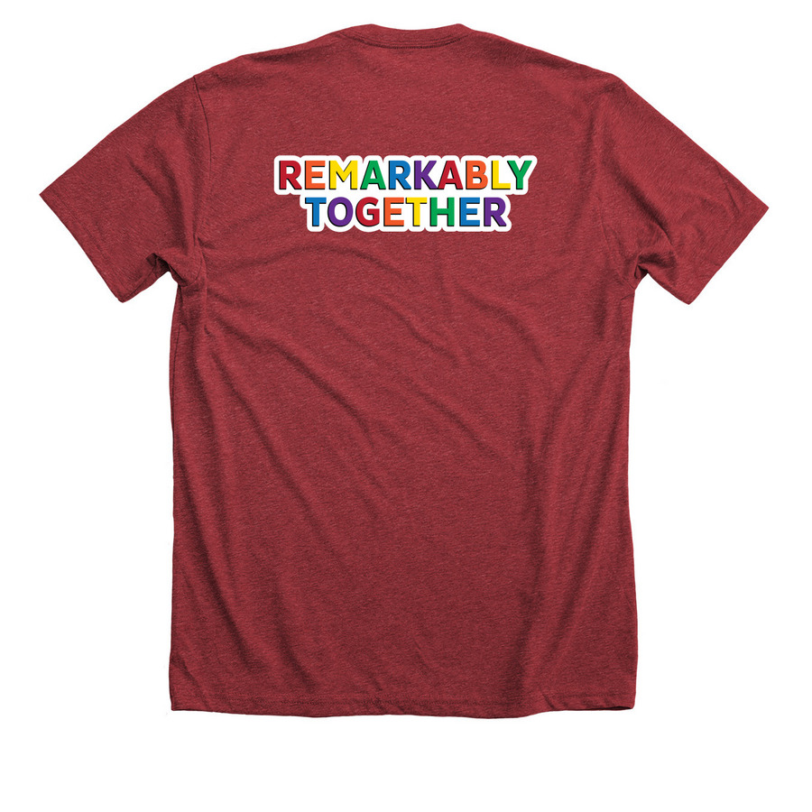 Evoke Pride 2025, a Heather Canvas Red Premium Unisex Tee (back-view)
