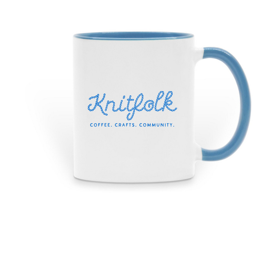 Knitfolk Mugs, a Light Blue Two-Tone Ceramic Mug