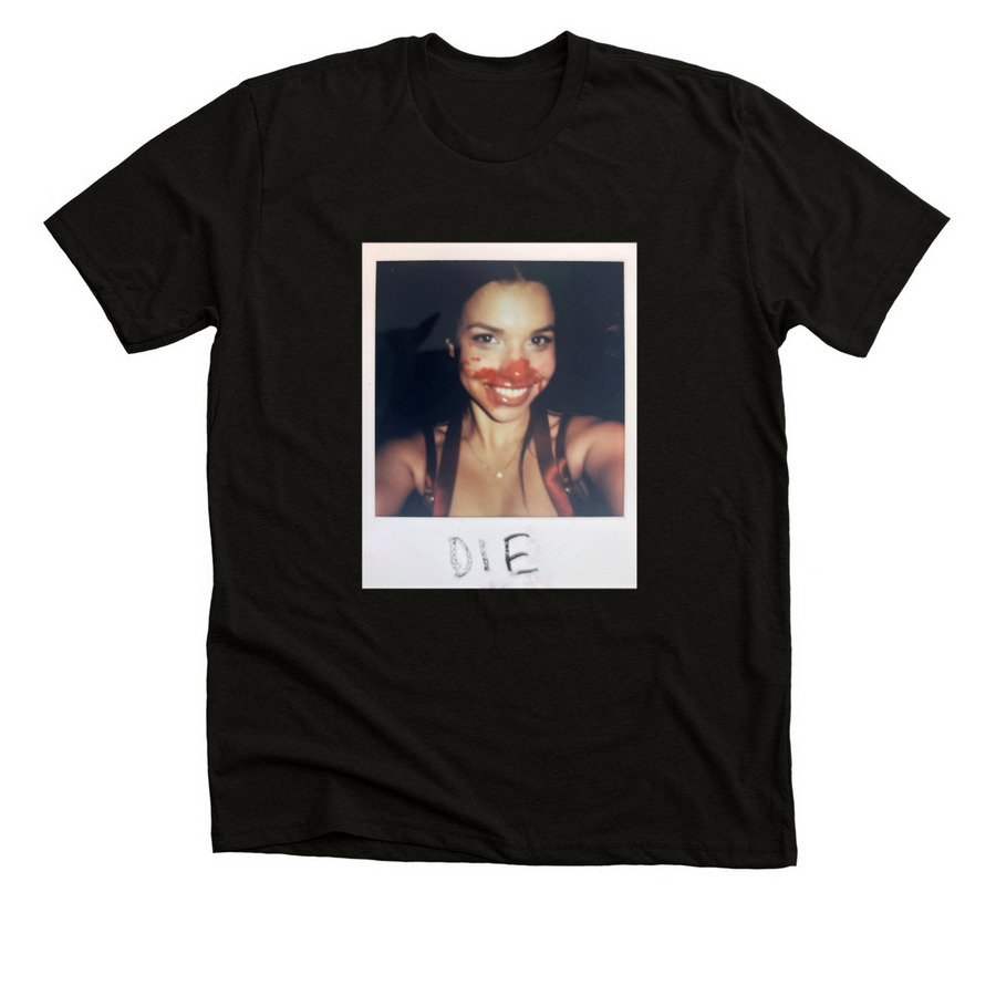 'DIE' Polaroid T-Shirt, a Solid Black Blend Premium Unisex Tee