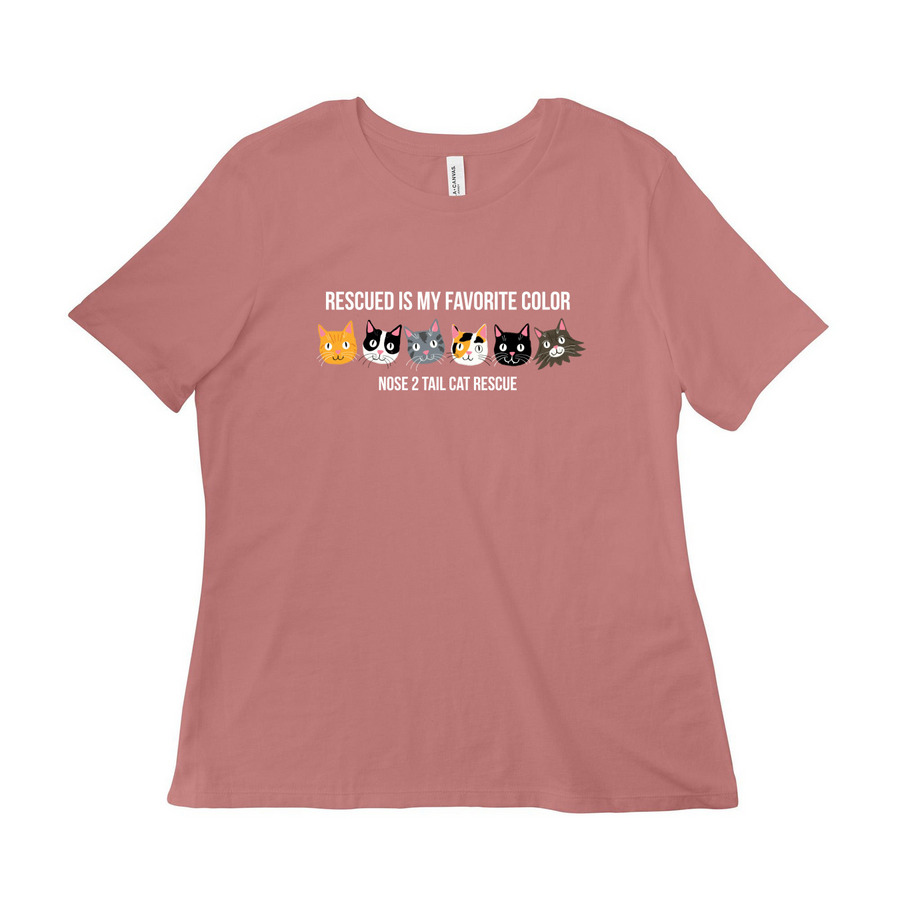 Rescued Is My Favorite Color, a Mauve Women?s Relaxed Cotton Tee