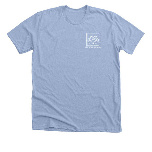 Under the Same Moon and Stars, a Heather Baby Blue Premium Unisex Tee