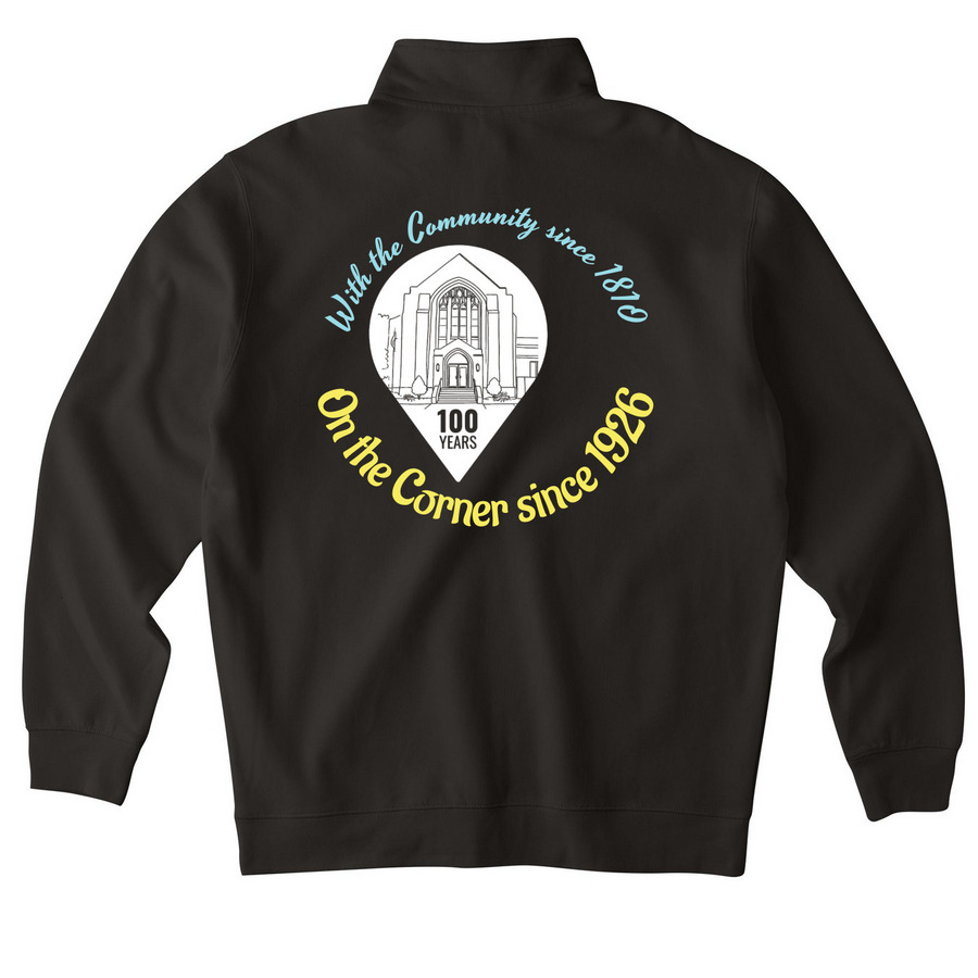 DFUMC Jacket or Hoodie, a Black Midweight Quarter Zip Pullover (back-view)