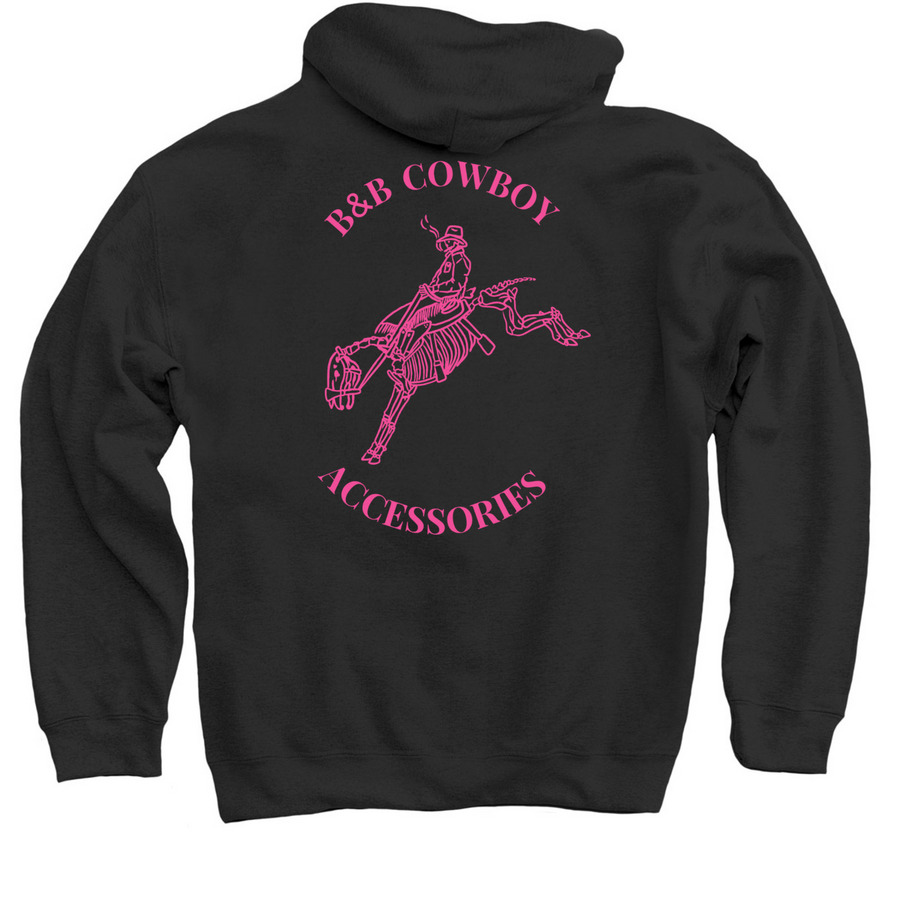 ?Fkn Rank? (pink logo), a Black Pullover Hoodie (back-view)