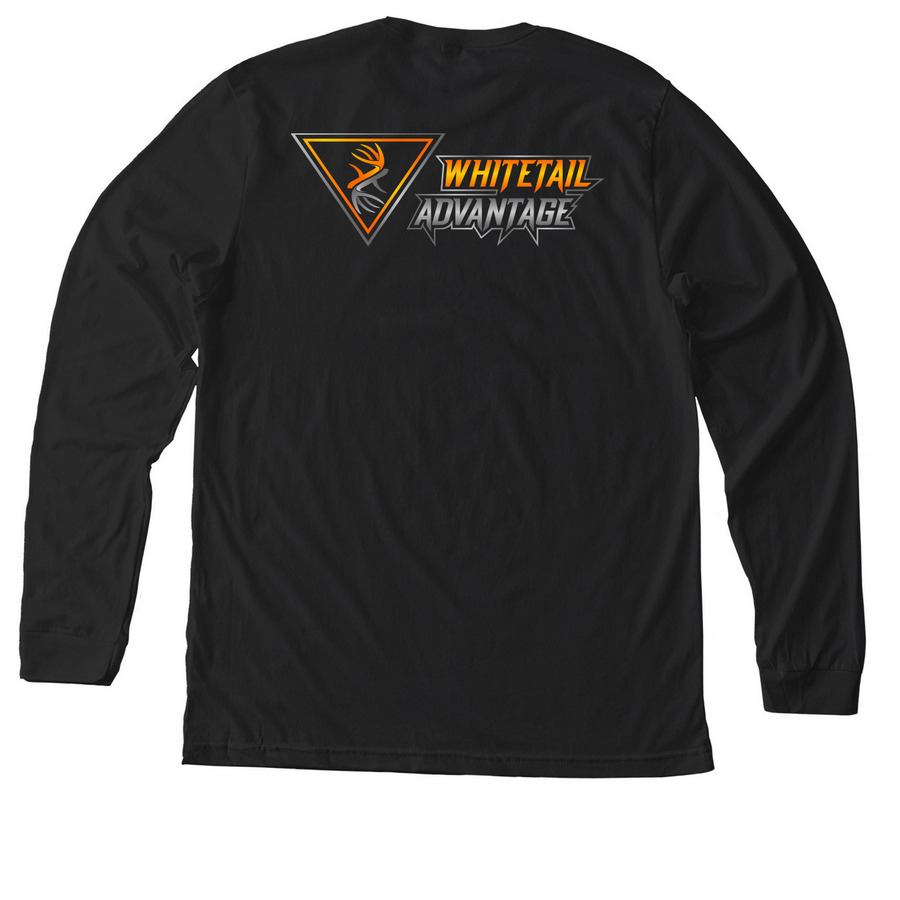Whitetail Advantage Full Color Long Sleeve, a Solid Black Blend Premium Long Sleeve Tee (back-view)