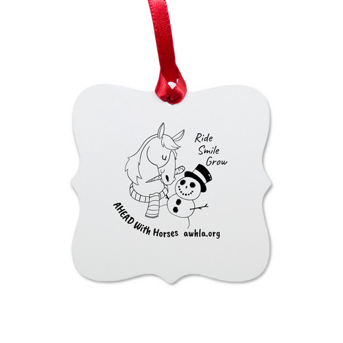 AHEAD With Horses Ornament, a White Aluminum Square Ornament