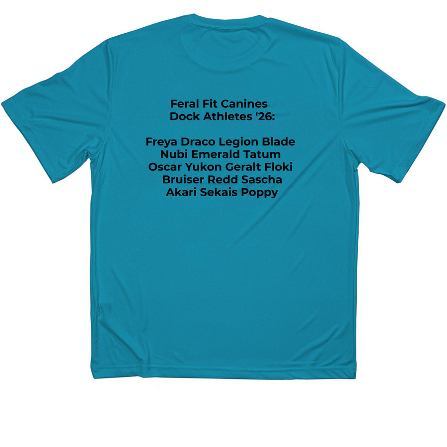 Feral Fit Canines Dock '26 Activewear, a Atomic Blue Classic Performance Tee (back-view)