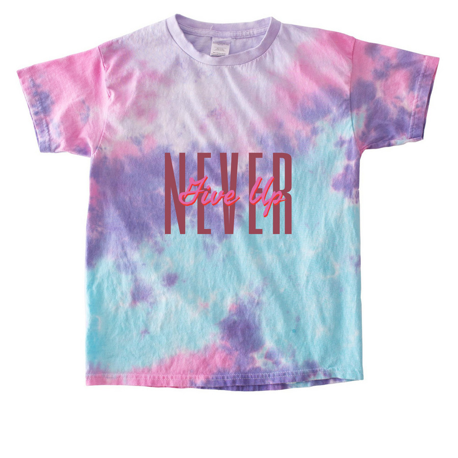 Never Give Up - Teen MED13L Shirt, a Cotton Candy Youth Tie Dye Tee