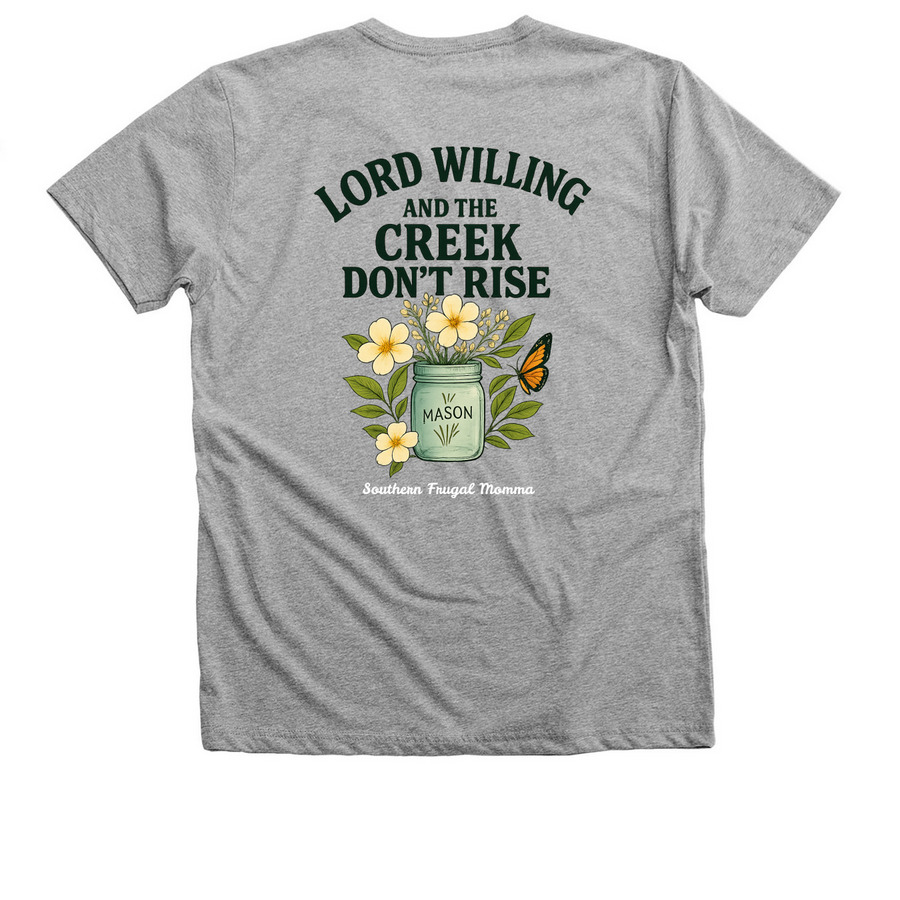 Lord Willing, a Athletic Heather Premium V-Neck Tee (back-view)