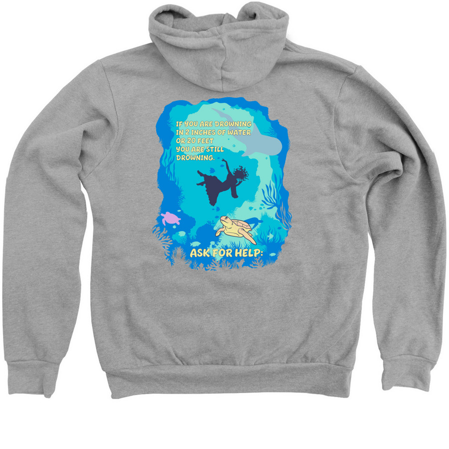 Ask for Help, a Athletic Heather Zip Up Hoodie (back-view)