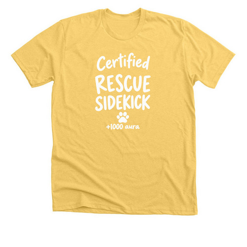 Fam Fit Check: Rescue Sidekick, a Heather Yellow Gold Premium Unisex Tee