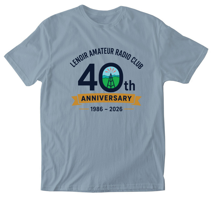 Lenoir Amateur Radio Club 40th Anniversary, a Stone Blue Softstyle Cotton Tee
