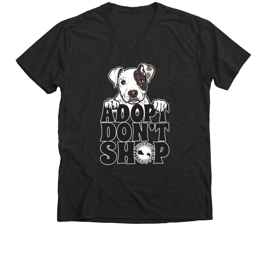 Adopt Don't Shop, a Dark Grey Heather Premium V-Neck Tee