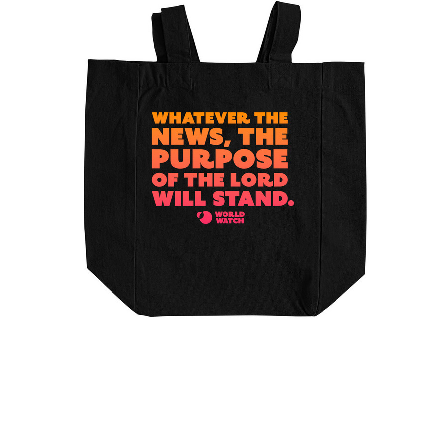 World Watch Logo Tote, a Black Recycled Cotton Tote Bag (back-view)
