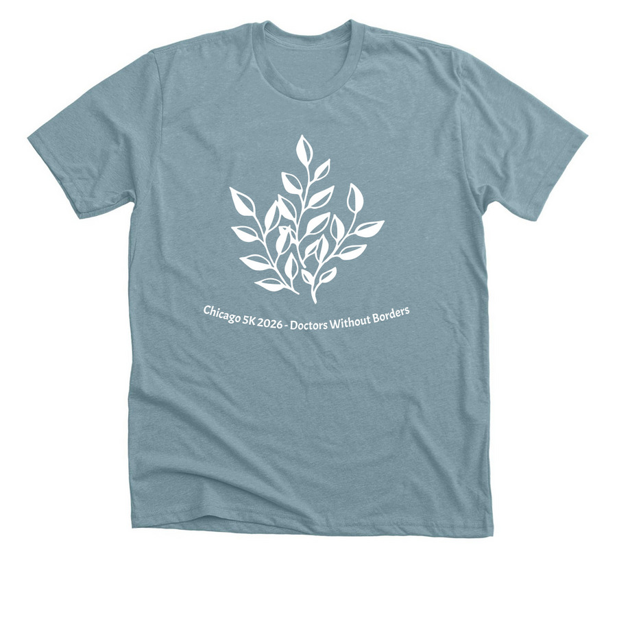 Chicago 5K- Doctors Without Borders, a Heather Blue Lagoon Premium Unisex Tee