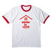 ABIDE, a White/ Red Cotton Ringer Tee