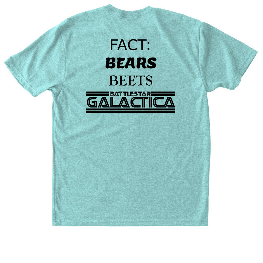 Bears Eat Beets, a Tahiti Blue Triblend Unisex Tee (back-view)