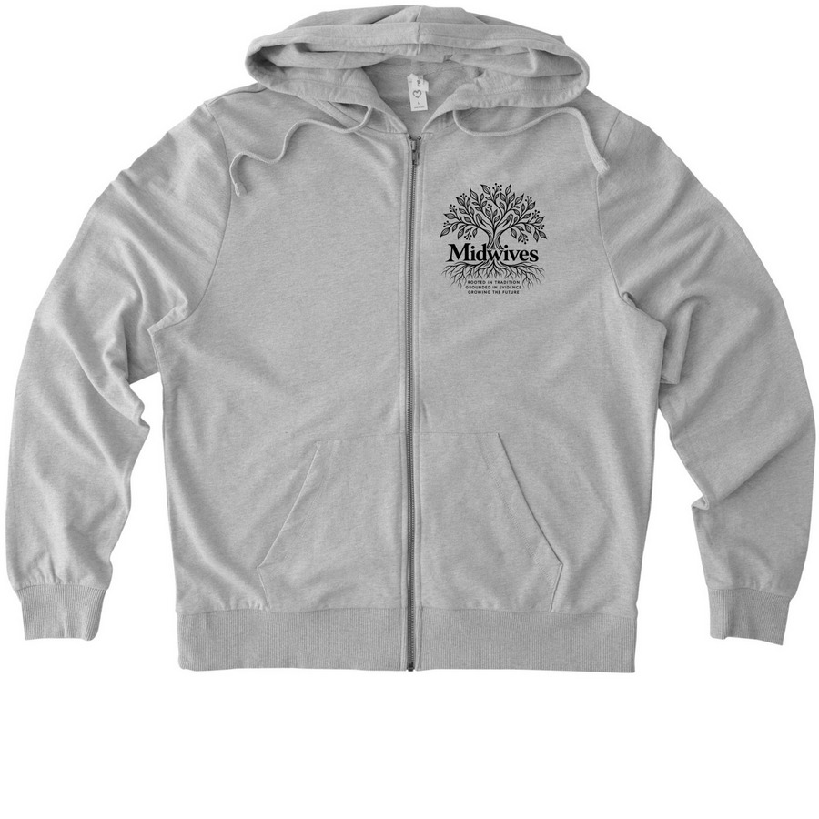 Midwives Tree 2026-Zip Ups, a Granite Grey Heather Allmade Organic French Terry Zip Up Hoodie