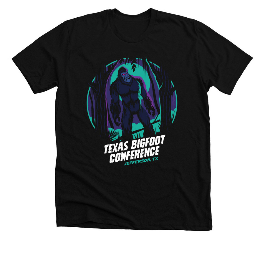 2022 Texas Bigfoot Conference official shirts, a Solid Black Blend Premium Unisex Tee