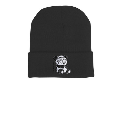 BEANIES, a Black Printed Cuffed Beanie