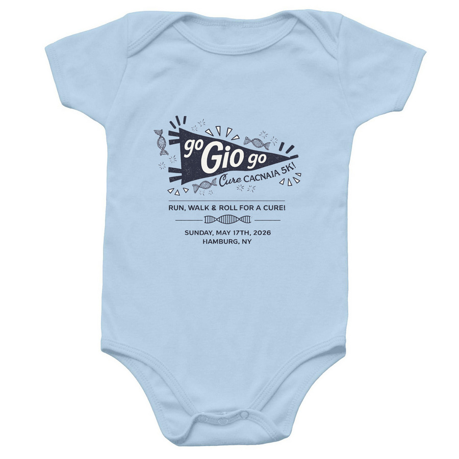 Go Gio Go! 2026 CACNA1A 5K, a Light Blue Infant Onesie