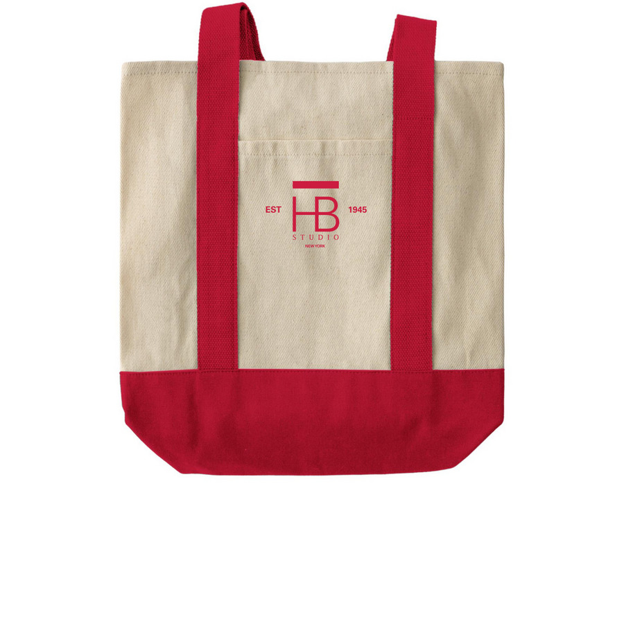 HB Two-Tone Tote, a Natural/Red Two-Tone Grocery Tote Bag
