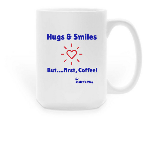 Hugs & Smiles&nbsp;, a White Large Coffee Mug