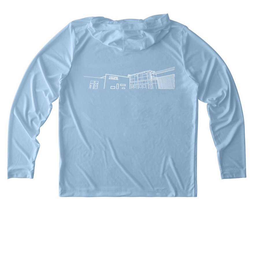 Special Needs Hoodie, a Light Blue UV Performance Long Sleeve Hoodie (back-view)