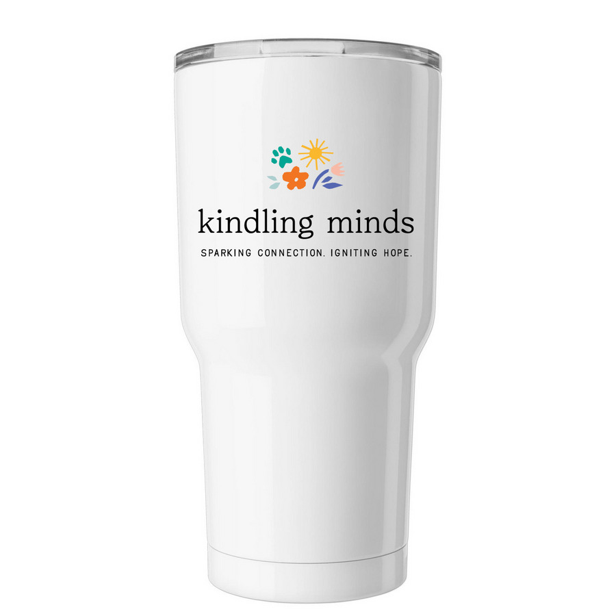 Kindling Minds Tumbler, a White Insulated Tumbler