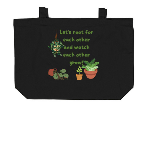 Plant Tote!, a Black Large Organic Cotton Tote Bag