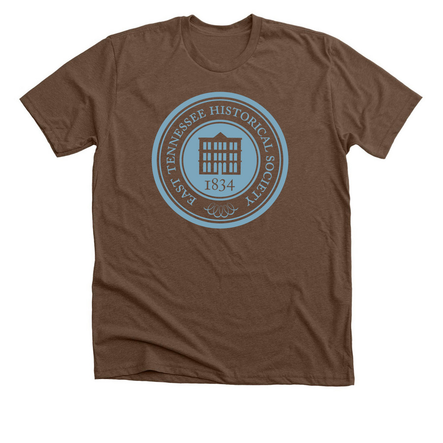 ETHS Blue Logoed Apparel&nbsp;, a Heather Brown Premium Unisex Tee