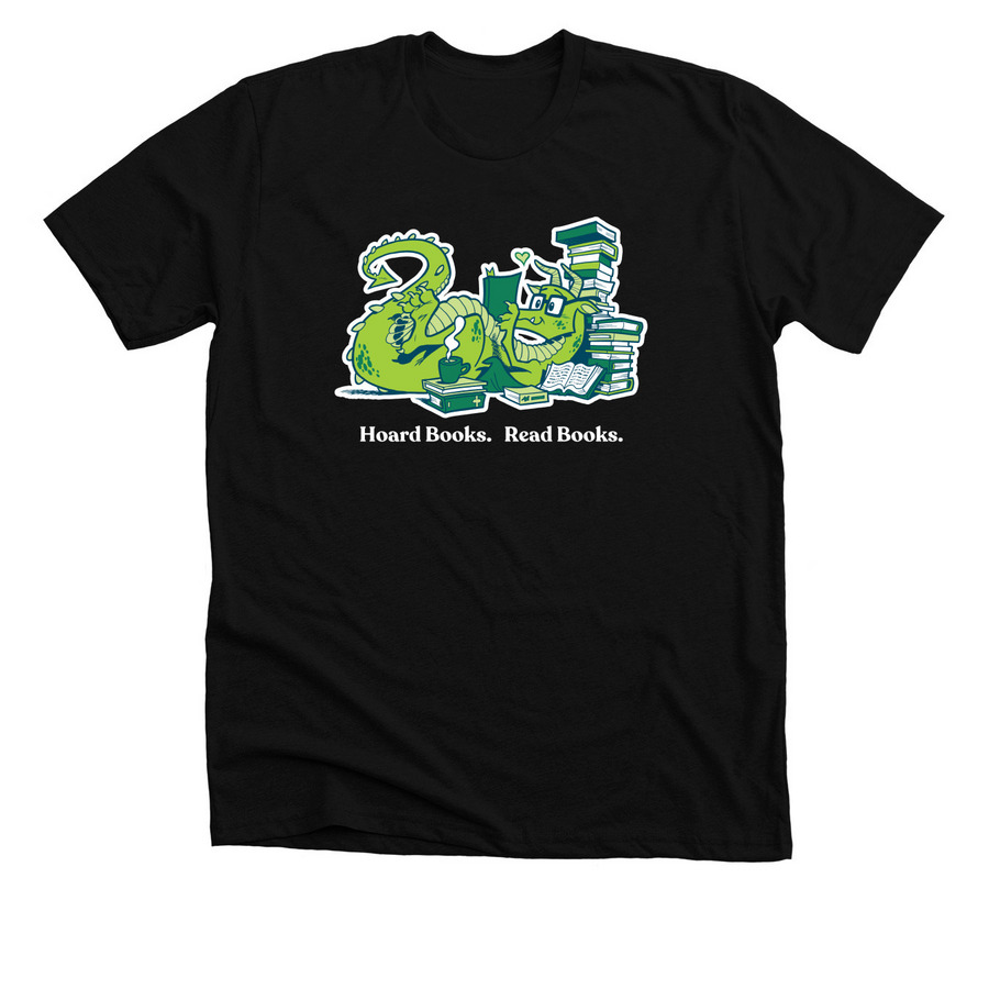 Book Dragon, a Solid Black Blend Premium Unisex Tee