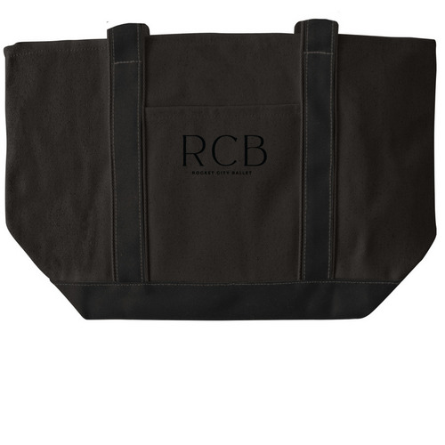 RCB Tote Bags, a Black/Black Large Two-Tone Canvas Tote Bag