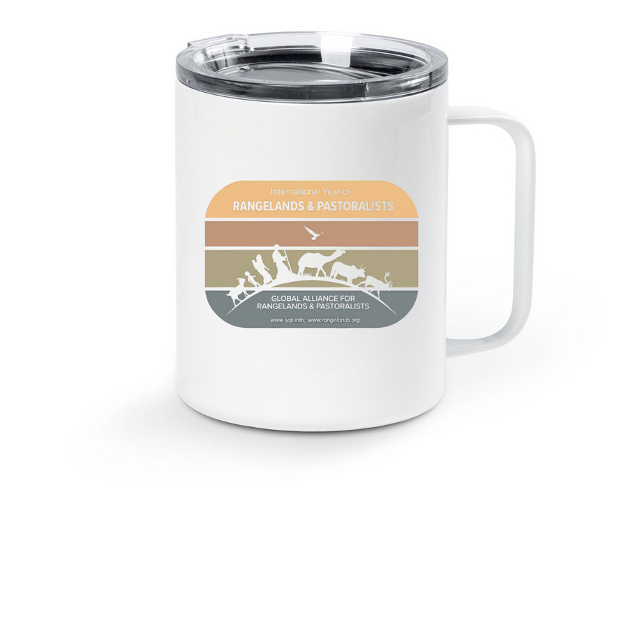 Supporting Rangelands & Pastoralists!, a White Stainless Steel Travel Mug