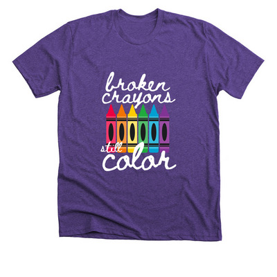 Broken Crayons Still Color, a Heather Team Purple Premium Unisex Tee