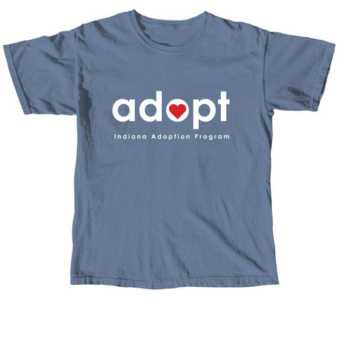 IAP "Adopt" logo with tagline, a Blue Jean Comfort Colors Unisex Tee