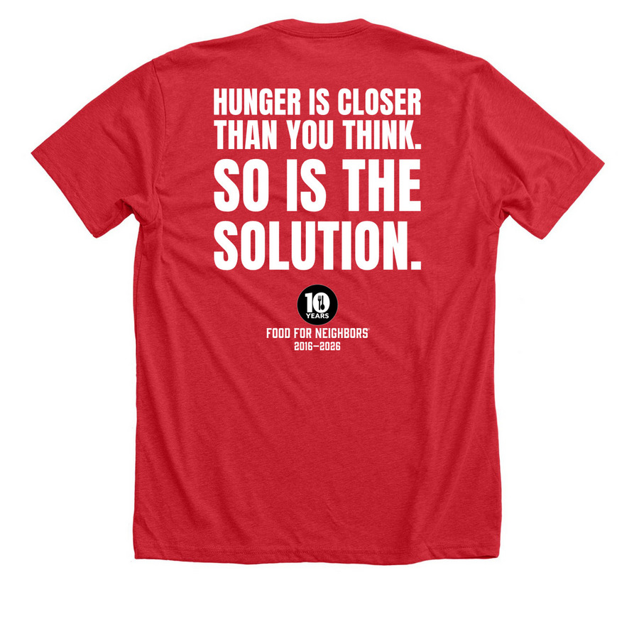 10 Year Anniversary T-Shirts and Sweatshirts, a Heather Red Premium Unisex Tee (back-view)