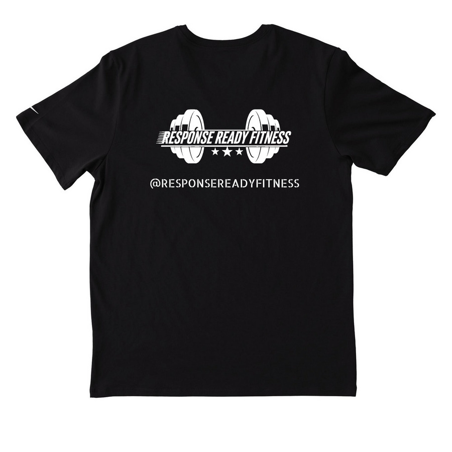 THE RRF ACTIVE LINE, a Black Nike Dri-FIT Jersey Blend Performance Tee (back-view)