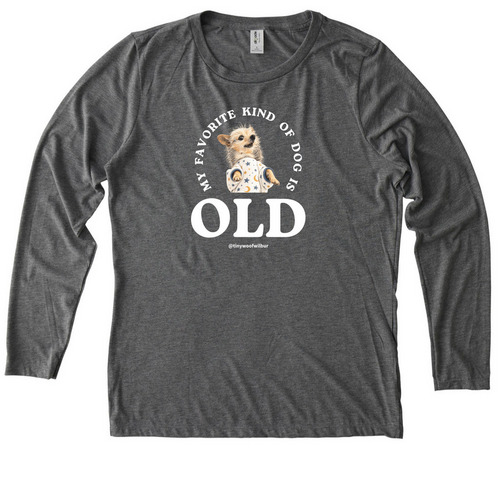 My Favorite Kind of Dog is Old, a Aluminum Grey Allmade Eco Triblend Women?s Long Sleeve Tee