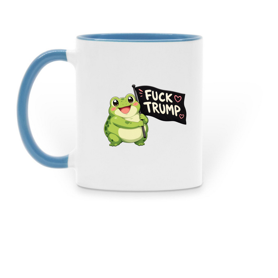 Stand up Stand out, a Light Blue Two-Tone Ceramic Mug (back-view)