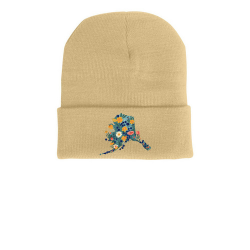 Wildflower Alaska Beanie, a Camel Printed Cuffed Beanie