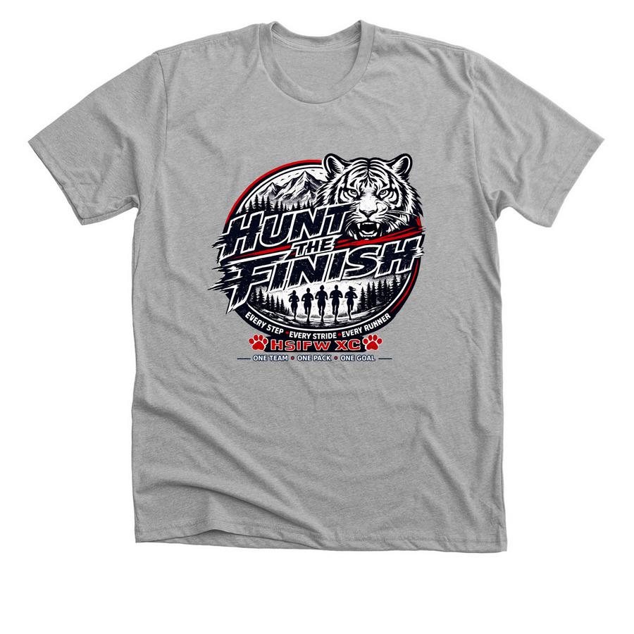 Hunt the Finish XC Spirit Shirts, a Athletic Heather Premium Unisex Tee