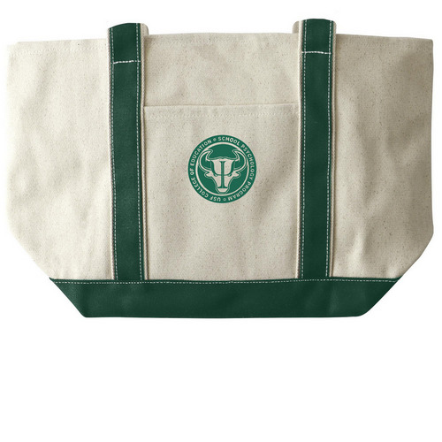 SPSA Logo Tote Bag, a Natural/Forest Large Two-Tone Canvas Tote Bag